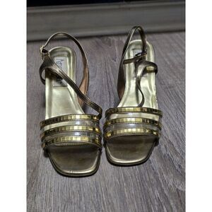 Amanda "Rachel" Women's Gold Slingback Strappy Open Toe High Heels Size 8.5‎ M